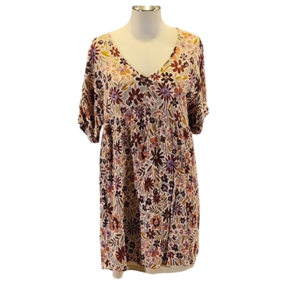 Andree Women’s Floral Babydoll Mini Dress/Tunic top sz M